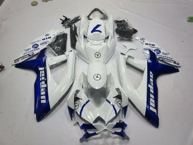 2008-2010 White Blue Jordan Suzuki GSXR 600 / GSXR 750 Motorcycle Fairings