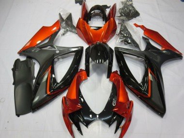 2006-2007 Burnt Orange Grey Glossy Black Suzuki GSXR 600 / GSXR 750 Motorcycle Fairings