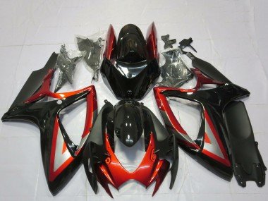2006-2007 Glossy Black Red Silver Suzuki GSXR 600 / GSXR 750 Motorcycle Fairings