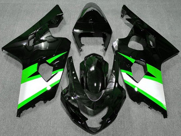 2004-2005 Glossy Black Green White Suzuki GSXR 600 / GSXR 750 Motorcycle Fairings