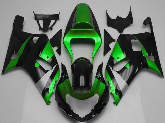 2001-2003 Green Silver Glossy Black Suzuki GSXR 600 / GSXR 750 Motorcycle Fairing