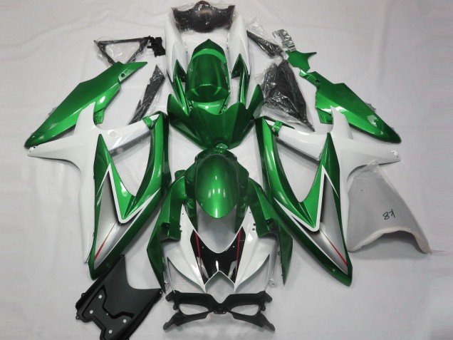 2008-2010 White Green Silver Glossy Black Suzuki GSXR 600 / GSXR 750 Motorcycle Fairings
