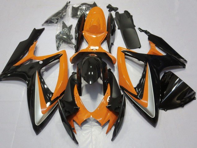 2006-2007 Orange Glossy Black Suzuki GSXR 600 / GSXR 750 Motorcycle Fairing