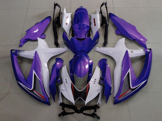 2008-2010 White Purple Black Suzuki GSXR 600 / GSXR 750 Motorcycle Fairings