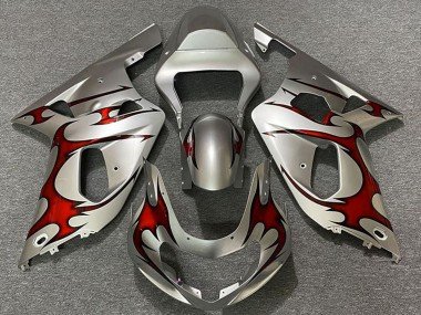 2001-2003 Silver Red Suzuki GSXR 600 / GSXR 750 Motorcycle Fairings