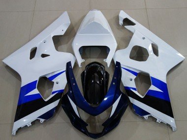 2004-2005 White Blue Glossy Black Suzuki GSXR 600 / GSXR 750 Motorcycle Fairing