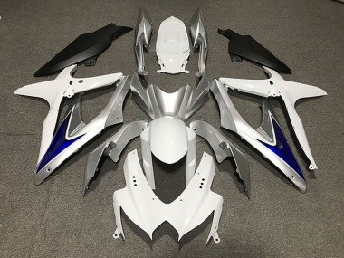 2008-2010 White Silver Blue Matte Black Suzuki GSXR 600 / GSXR 750 Motorcycle Fairings