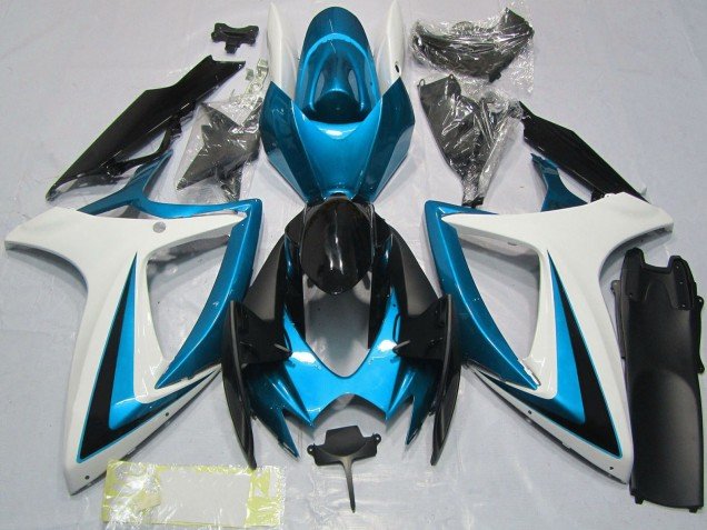 2006-2007 White Blue Glossy Black Suzuki GSXR 600 / GSXR 750 Motorcycle Fairings