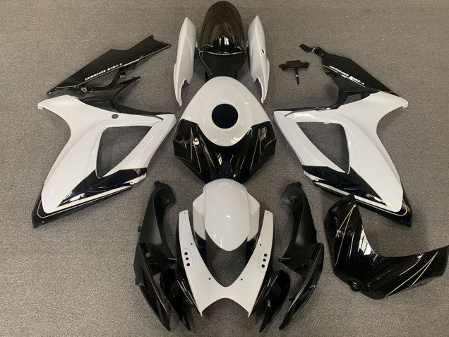 2006-2007 White Glossy Black Suzuki GSXR 600 / GSXR 750 Motorcycle Fairings