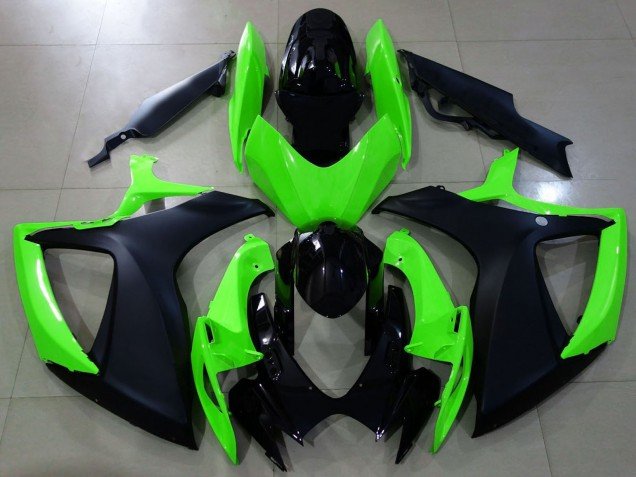 2006-2007 Green Glossy Black Matte Black Suzuki GSXR 600 / GSXR 750 Motorcycle Fairings