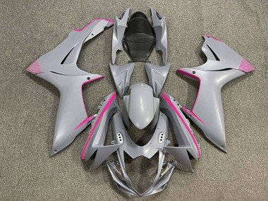 2011-2024 Matte Nardo Grey Pink Accents Suzuki GSXR 600 / GSXR 750 Motorcycle Fairings