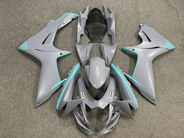 2011-2024 Matte Nardo Grey Teal Accents Suzuki GSXR 600 / GSXR 750 Motorcycle Fairings