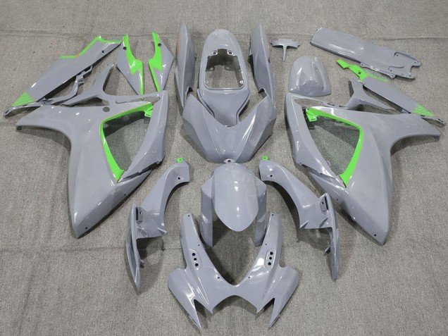 2006-2007 Nardo Grey and Green Trim Suzuki GSXR 600 / GSXR 750 Motorcycle Fairings