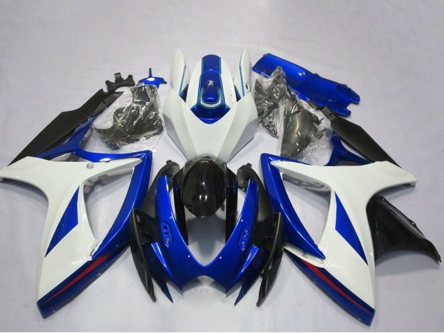 2006-2007 White Blue Glossy Black OEM Style Suzuki GSXR 600 / GSXR 750 Motorcycle Fairing