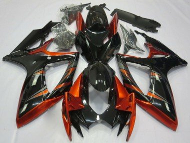 2006-2007 Orange Glossy Black Suzuki GSXR 600 / GSXR 750 Motorcycle Fairings