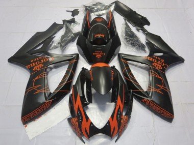 2006-2007 Matte Black Orange Corona Extra Alstare Motul Suzuki GSXR 600 / GSXR 750 Motorcycle Fairings