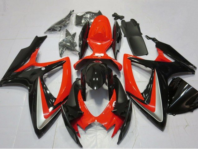 2006-2007 Red Silver Glossy Black Suzuki GSXR 600 / GSXR 750 Motorcycle Fairings