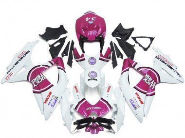 2008-2010 White Pink Motul Lucky Strike 34 Suzuki GSXR 600 / GSXR 750 Motorcycle Fairings