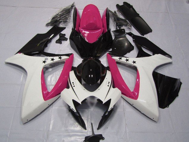 2006-2007 Pink White Glossy Black Star Suzuki GSXR 600 / GSXR 750 Motorcycle Fairings