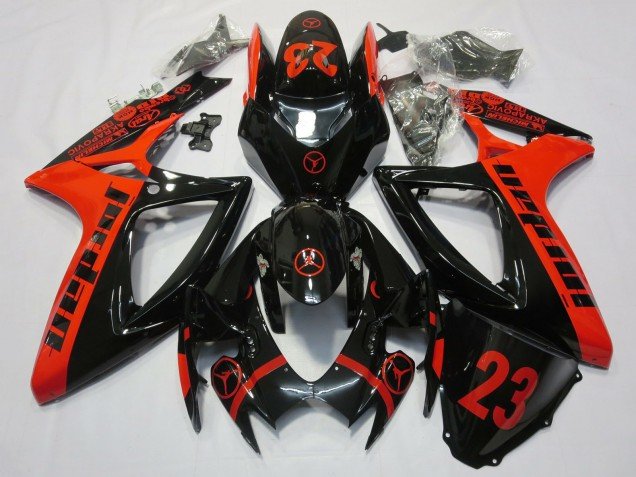 2006-2007 Red Glossy Black Jordan 23 Suzuki GSXR 600 / GSXR 750 Motorcycle Fairings