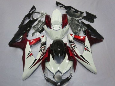 2008-2010 White Red Glossy Black Suzuki GSXR 600 / GSXR 750 Motorcycle Fairings