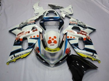 2001-2003 White Blue Red Yellow Spots Suzuki GSXR 600 / GSXR 750 Motorcycle Fairings