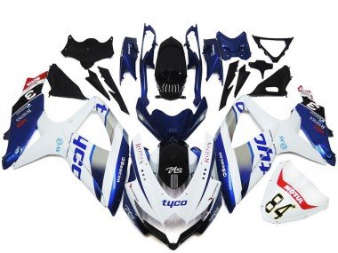 2008-2010 White Silver Blue Black Tyco Suzuki GSXR 600 / GSXR 750 Motorcycle Fairings