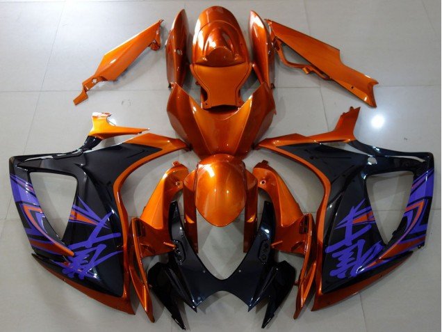 2006-2007 Orange Glossy Black Blue Suzuki GSXR 600 / GSXR 750 Motorcycle Fairings