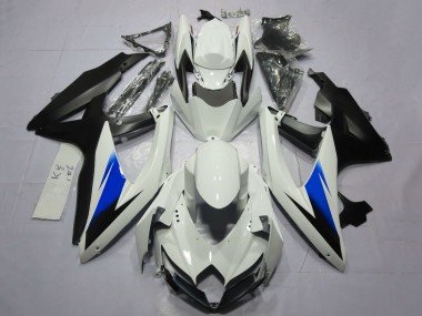 2008-2010 White Blue Matte Black Suzuki GSXR 600 / GSXR 750 Motorcycle Fairings