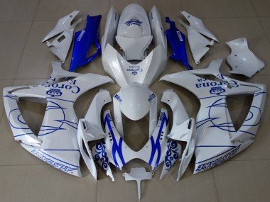 2006-2007 White Blue Corona Alstare Suzuki GSXR 600 / GSXR 750 Motorcycle Fairings