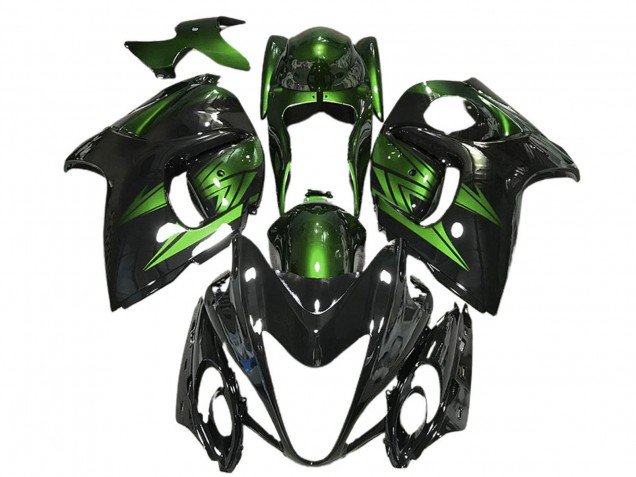 2008-2020 Glossy Black and Deep Green Suzuki GSXR 1300 Motorcycle Fairings