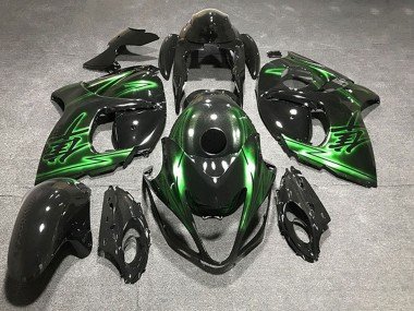 2008-2020 Glossy Black and Green Suzuki GSXR 1300 Motorcycle Fairings