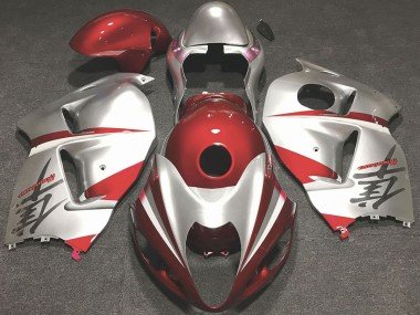 1997-2007 Glossy Red and Silver Suzuki GSXR 1300 Motorcycle Fairings