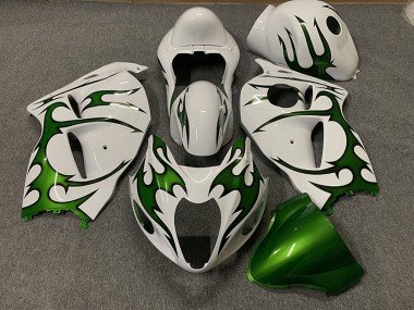 1997-2007 White Green Flame Suzuki GSXR 1300 Motorcycle Fairings