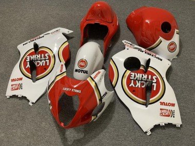 1997-2007 White Red Lucky Strike Suzuki GSXR 1300 Motorcycle Fairings