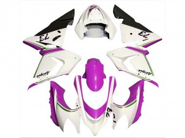 2004-2005 Glossy White Pink Kawasaki ZX10R Motorcycle Fairings