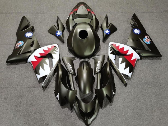2004-2005 Military Green Shark Kawasaki ZX10R Motorcycle Fairings