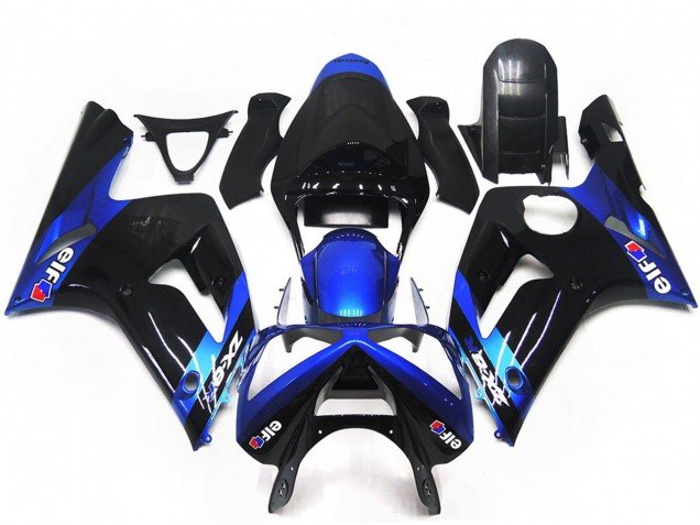 2003-2004 Blue Glossy Black Elf Kawasaki ZX6R Motorcycle Fairings