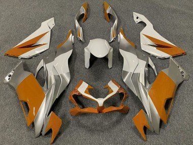 2019-2023 White Silver Orange Kawasaki ZX6R Motorcycle Fairings