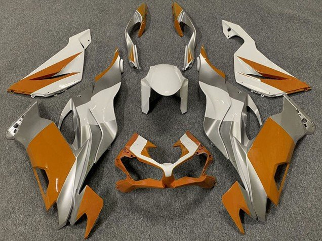 2019-2023 White Silver Orange Kawasaki ZX6R Motorcycle Fairings