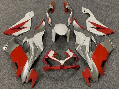 2019-2023 White Silver Red Kawasaki ZX6R Motorcycle Fairings