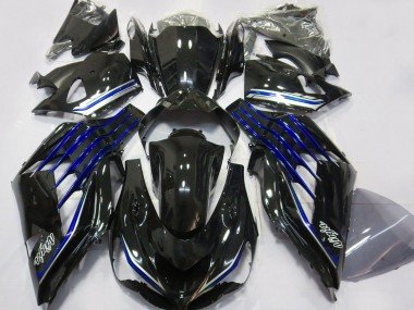 2012-2024 Glossy Black Blue Kawasaki ZX14R ZZR 1400 Motorcycle Fairings