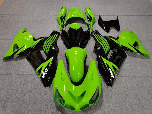 2006-2011 Green Glossy Black White Ninja Kawasaki ZX14R Motorcycle Fairings
