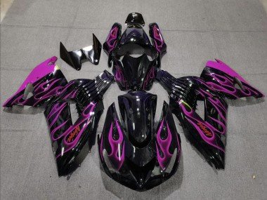 2006-2011 Glossy Black Purple Flame Kawasaki ZX14R Motorcycle Fairing