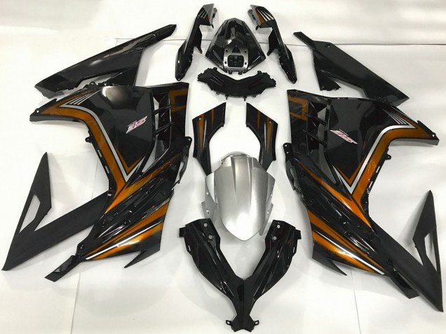 2013-2017 Glossy Black Orange Kawasaki Ninja 300 Motorcycle Fairings