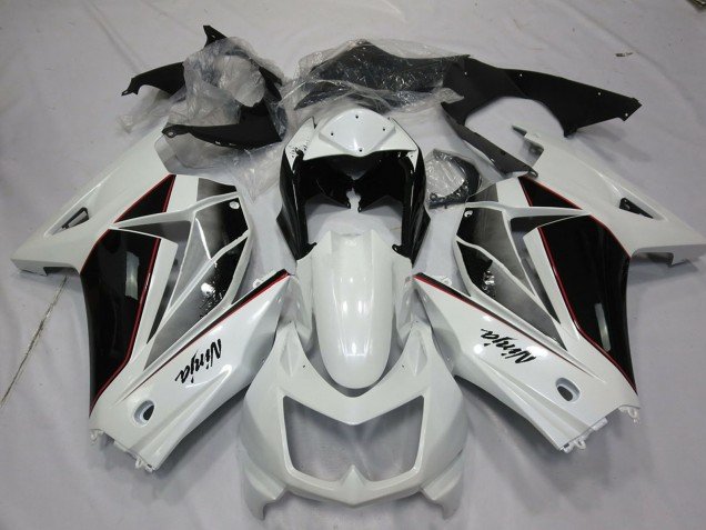 2008-2012 White Glossy Black Kawasaki Ninja 250 Motorcycle Fairings