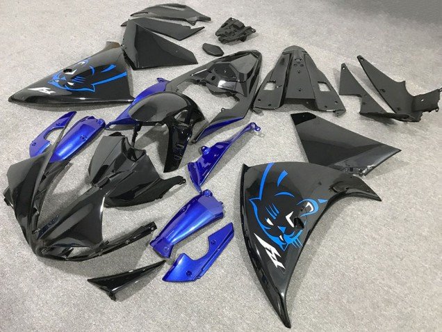 2009-2011 Glossy Black Blue Panther Yamaha R1 Motorcycle Fairings