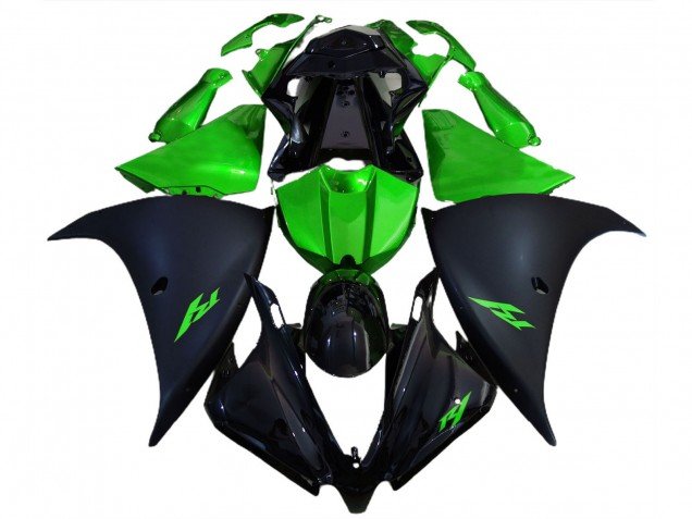 2012-2014 Glossy Black Matte Black Green Yamaha R1 Motorcycle Fairings