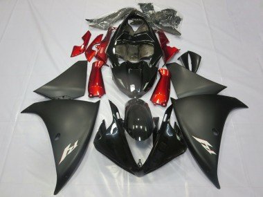 2012-2014 Glossy Black Matte Black Red Yamaha R1 Motorcycle Fairings