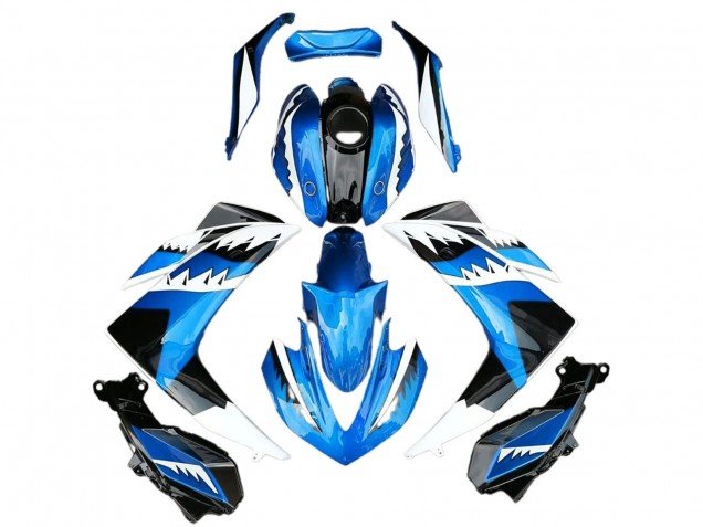 2015-2018 Blue White Black Shark Yamaha R3 Motorcycle Fairing